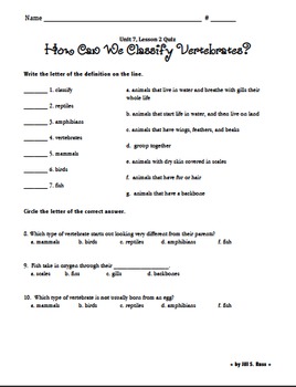 A Touch of Class (classification game) Science NetLinks