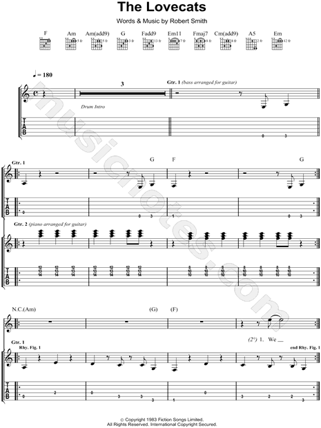 THE LOVECATS Chords The Cure E-Chords